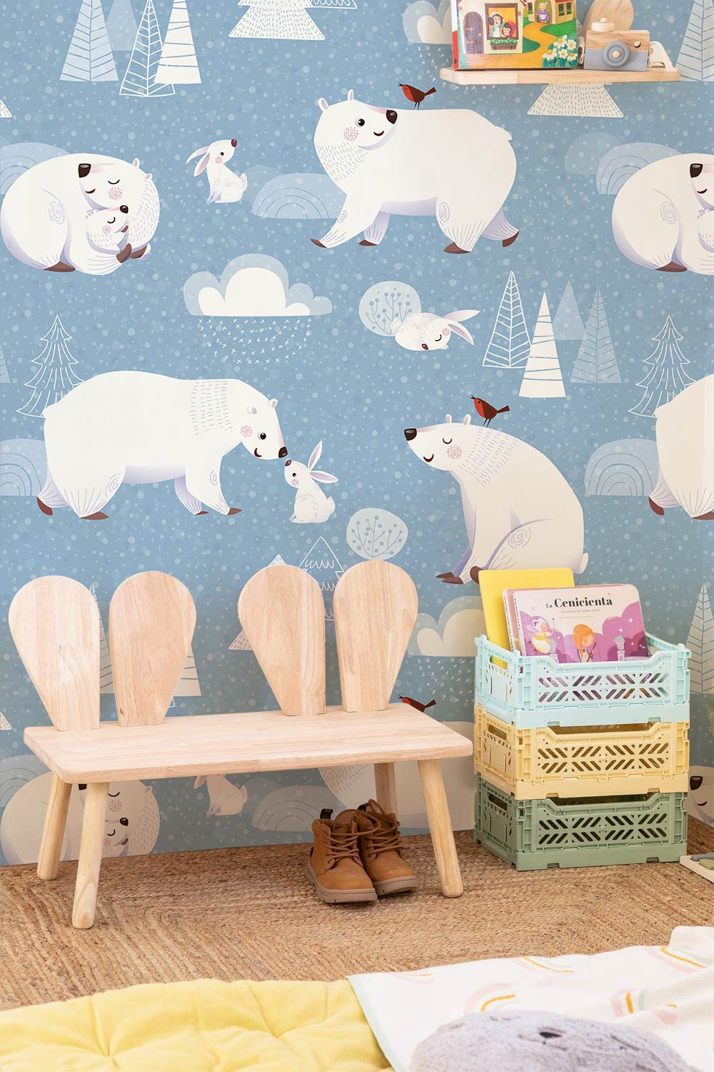 Winter Polar Bear Animal Mural For Children's Room