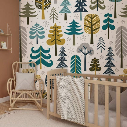 Winter Snowy Woods Custom Cartoon Wallpaper