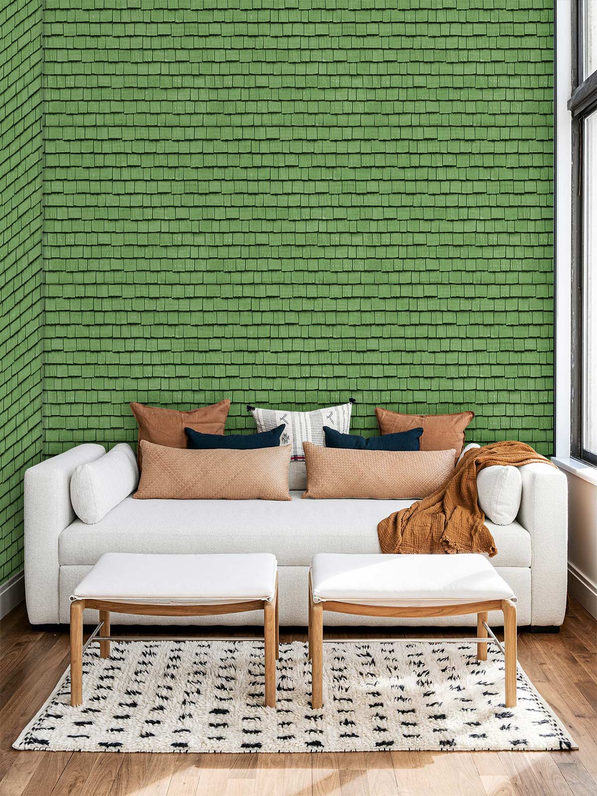 Emerald Green Brick Effect Mural Wallpaper