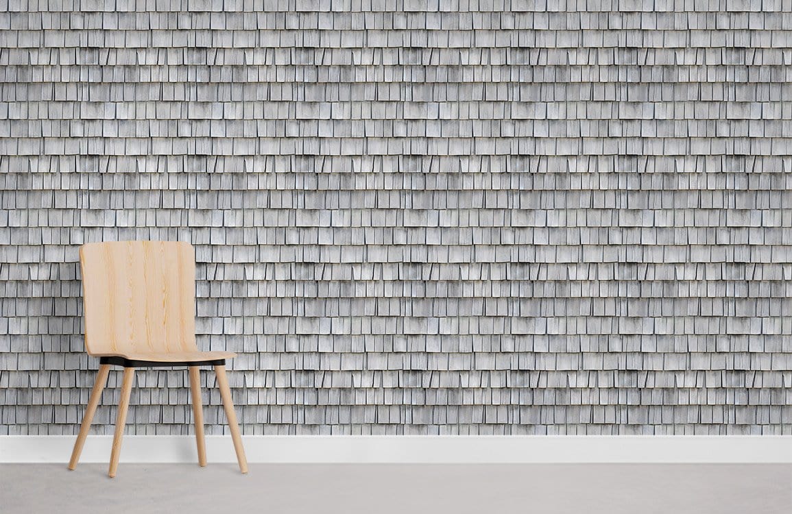 Modern Grey Shingle Textured Mural Wallpaper