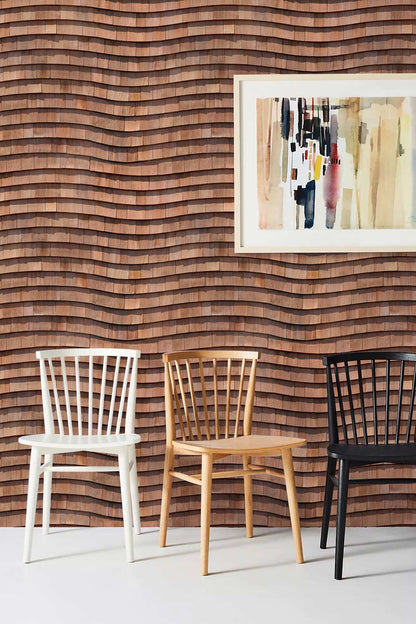 Geometric Wooden Waves Mural Wallpaper in living room