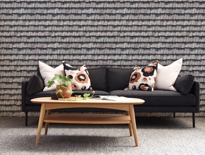 Modern Textured Geometric Gray Mural Wallpaper in living room