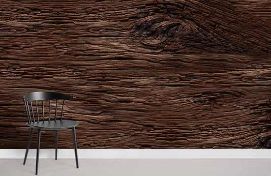 Rustic Dark Wood Grain Mural Wallpaper