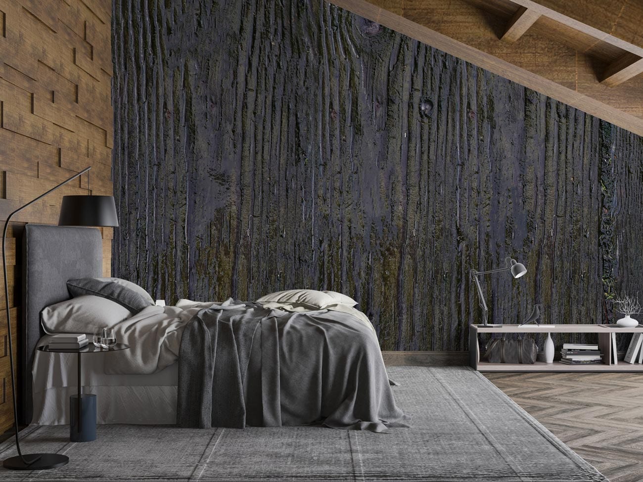 immersive wooden cool wallpaper bedroom