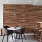 mural wallpaper depicting an ancient wooden wall for the dining area