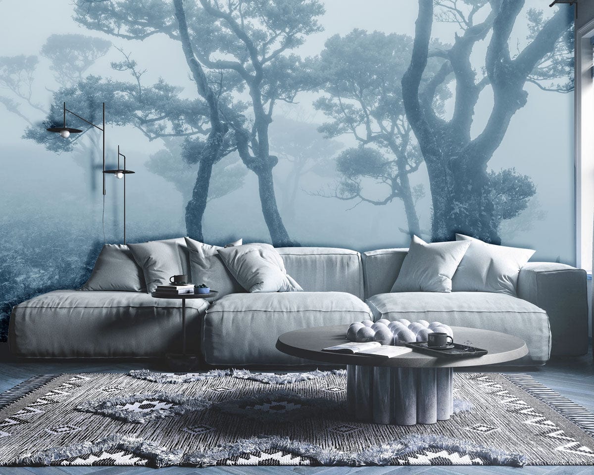 Snow-Covered Woods Living Room Wallpaper Mural