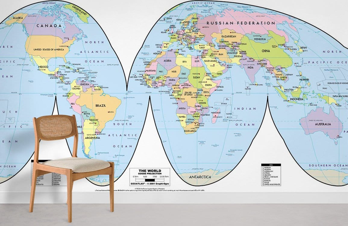 Modern World Map Wall Mural