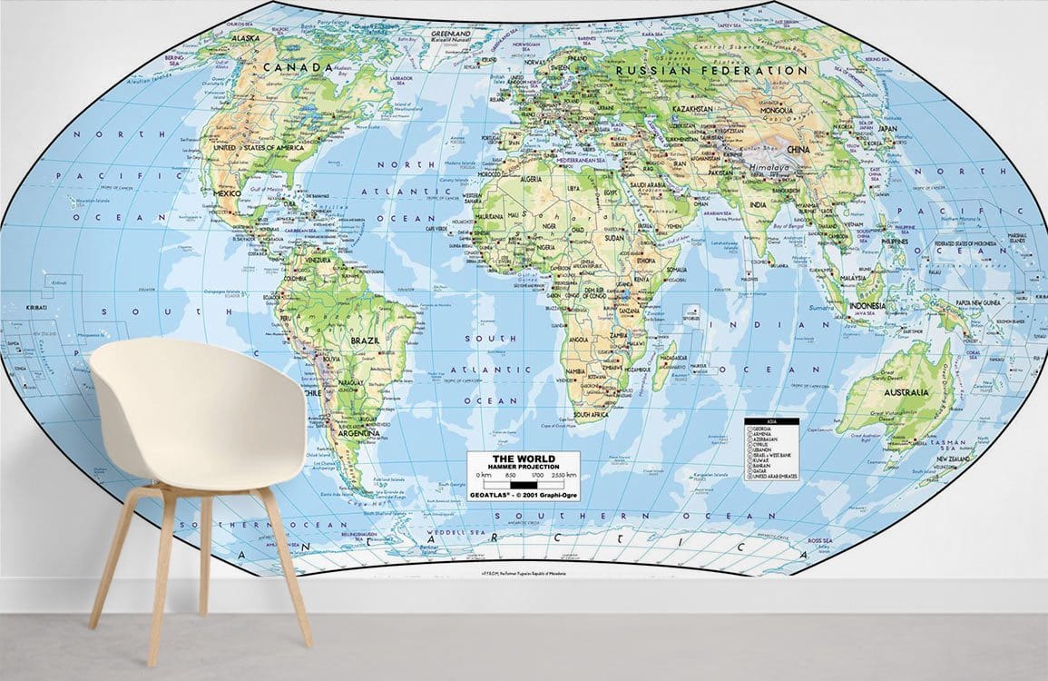 Educational Hammer Projection Map Wall Mural