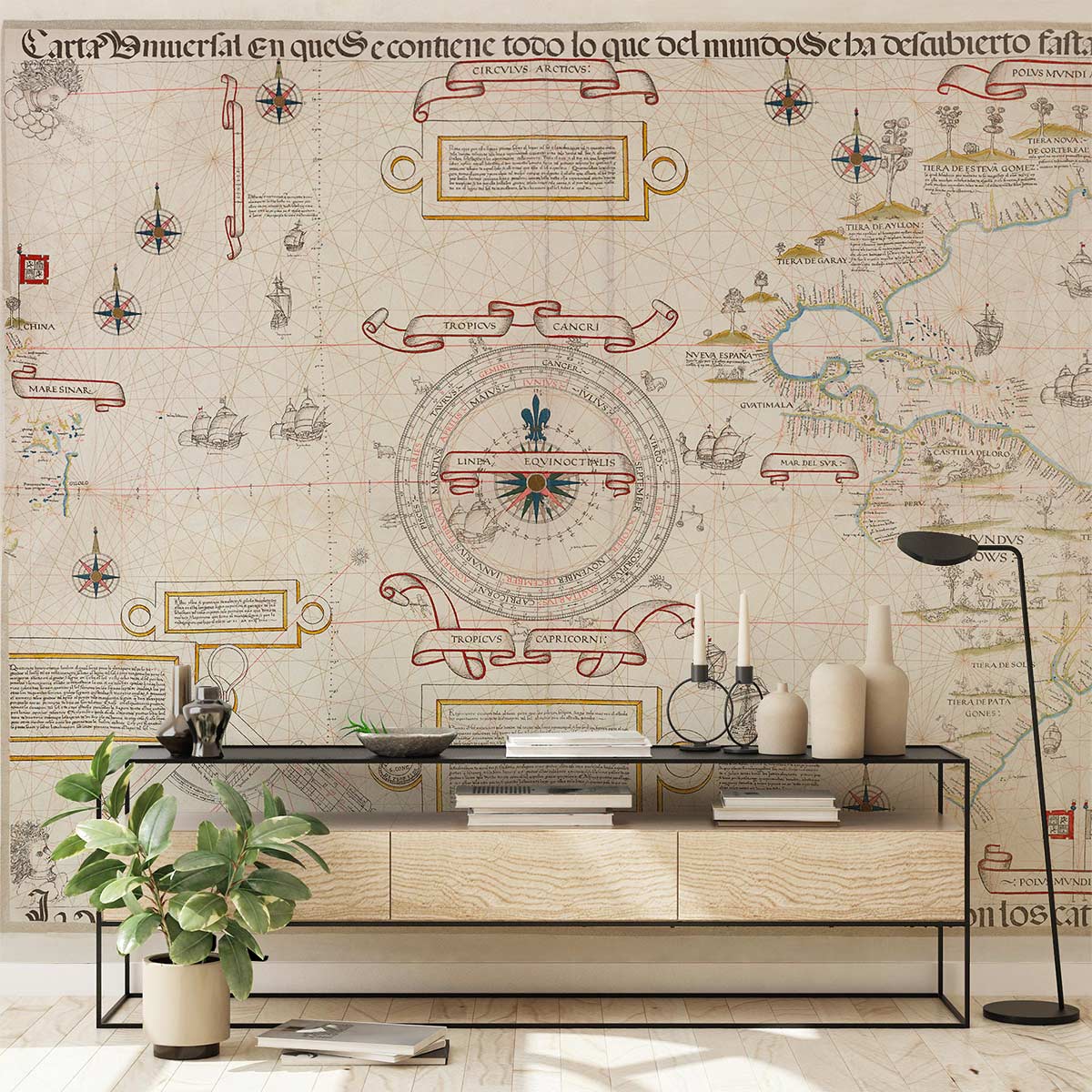 Map Guidance Wallpaper Mural Decoration Art