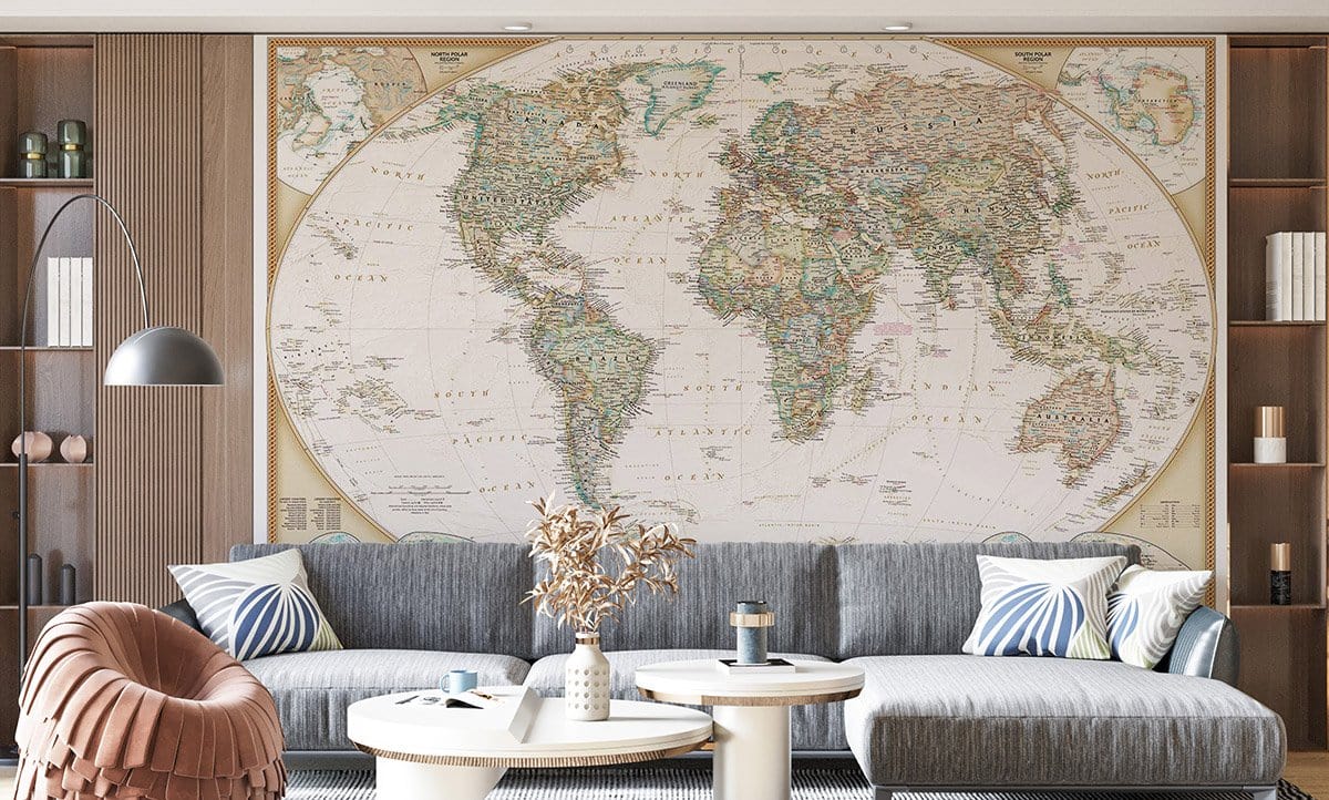 Vintage World Map Executive Mural Wallpaper