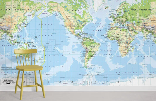Designer World Map Mural Wallpaper