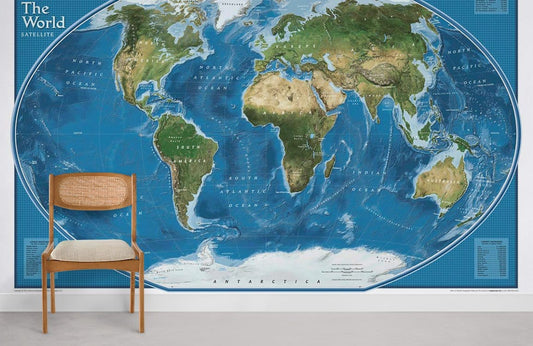 Educational Satellite Explorer World Map Mural