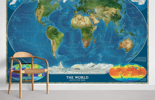 Educational Bright World Map Wall Mural