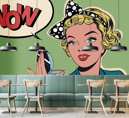 Retro Pop Art Beauty Mural Wallpaper in restaurant setting