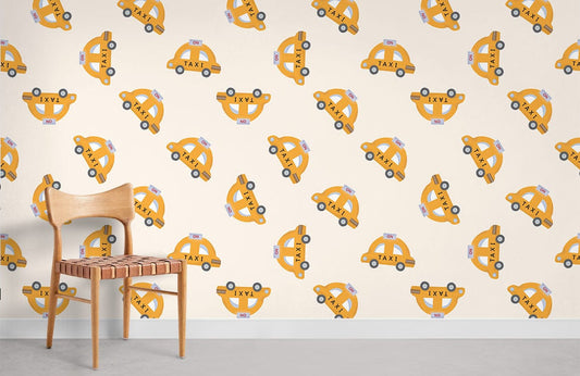 Cartoon Taxi Mural Custom Wallpaper Art Design