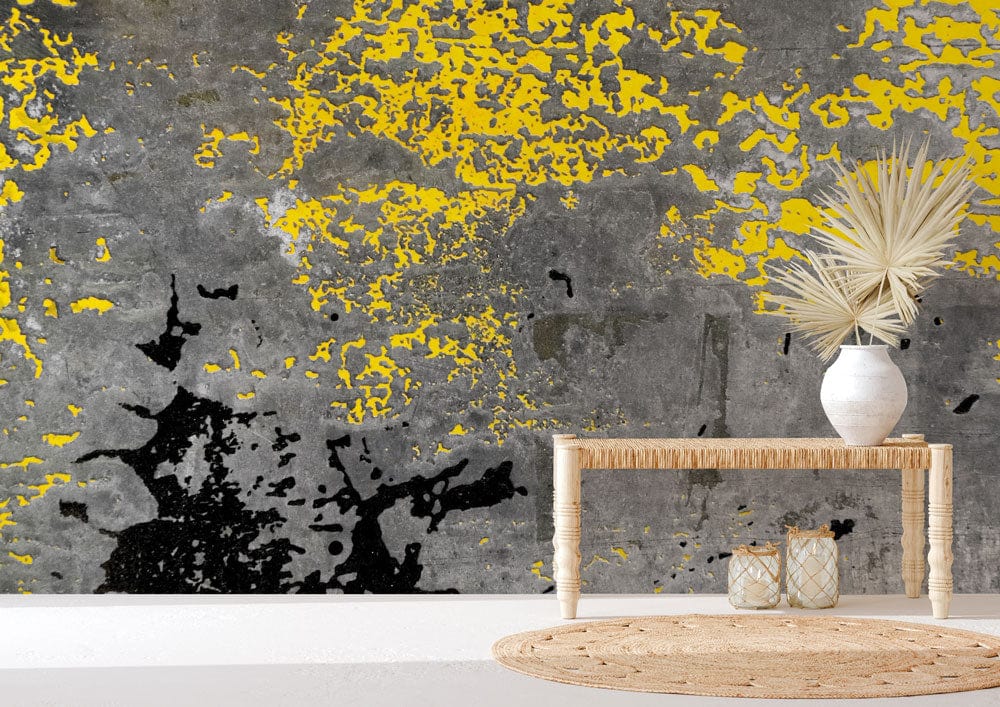 Wall mural wallpaper design featuring yellow dots, ideal for use in the hallway