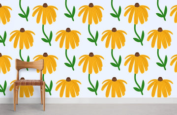 Sunny Yellow Floral Mural Wallpaper