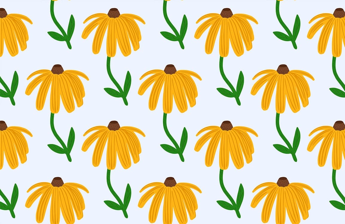 Sunny Yellow Floral Mural Wallpaper