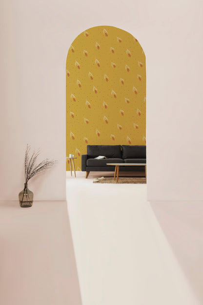 Decorative Wallpaper Mural with a Small Flower Pattern for the Hallway