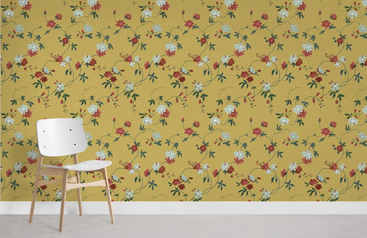 Papier peint mural vintage à motif botanique floral