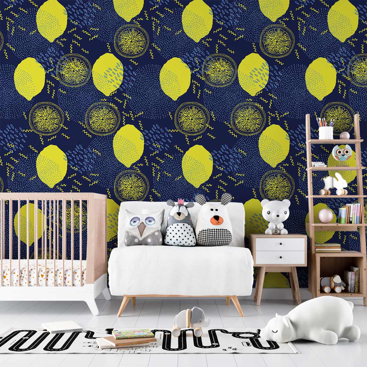 Lemon Pattern fruit Wallpaper Mural for kids' room decor