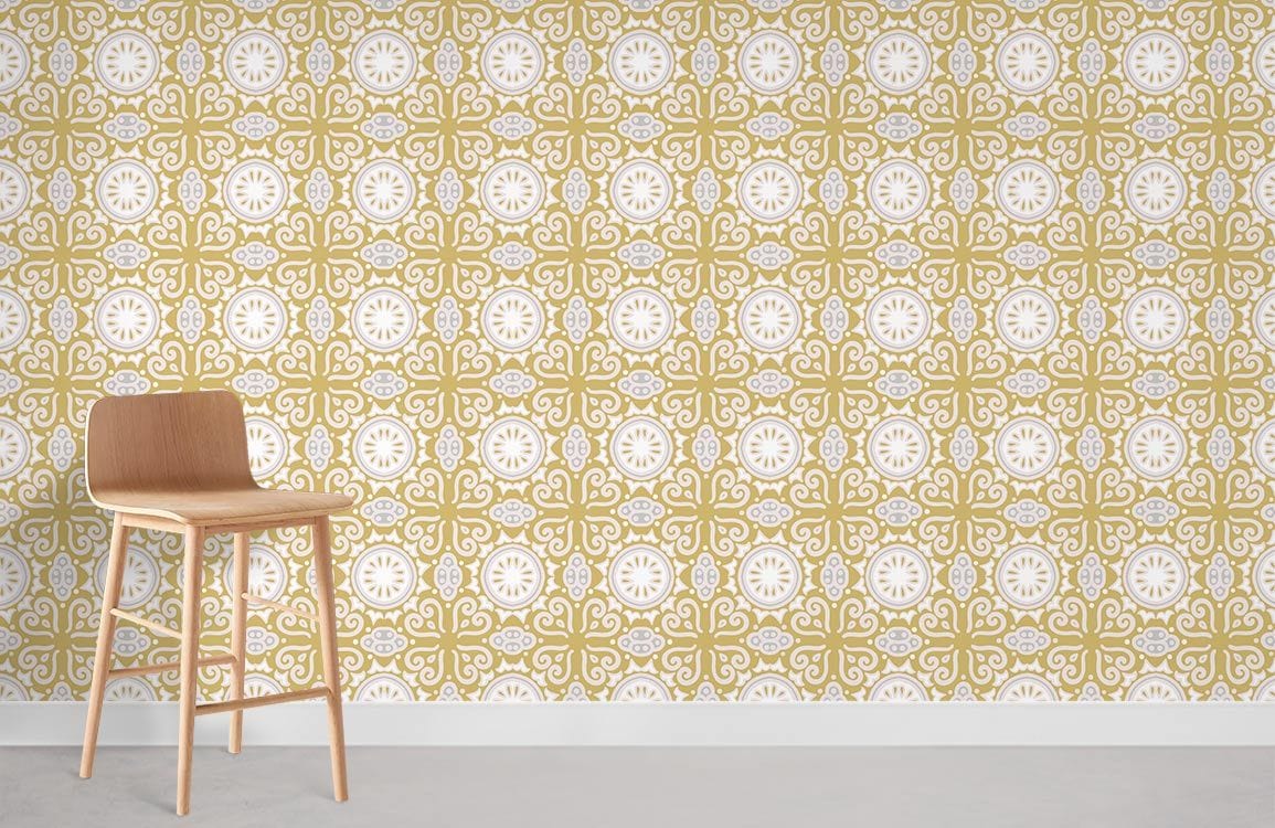 Gold White Geometric Luxury Mural Wallpaper