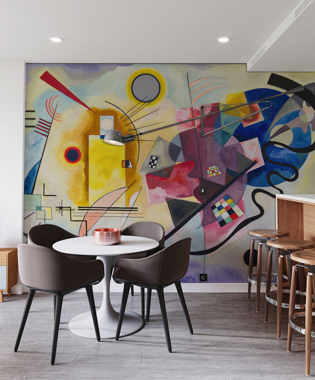 abstract famous painting wallpaper mural dining room design