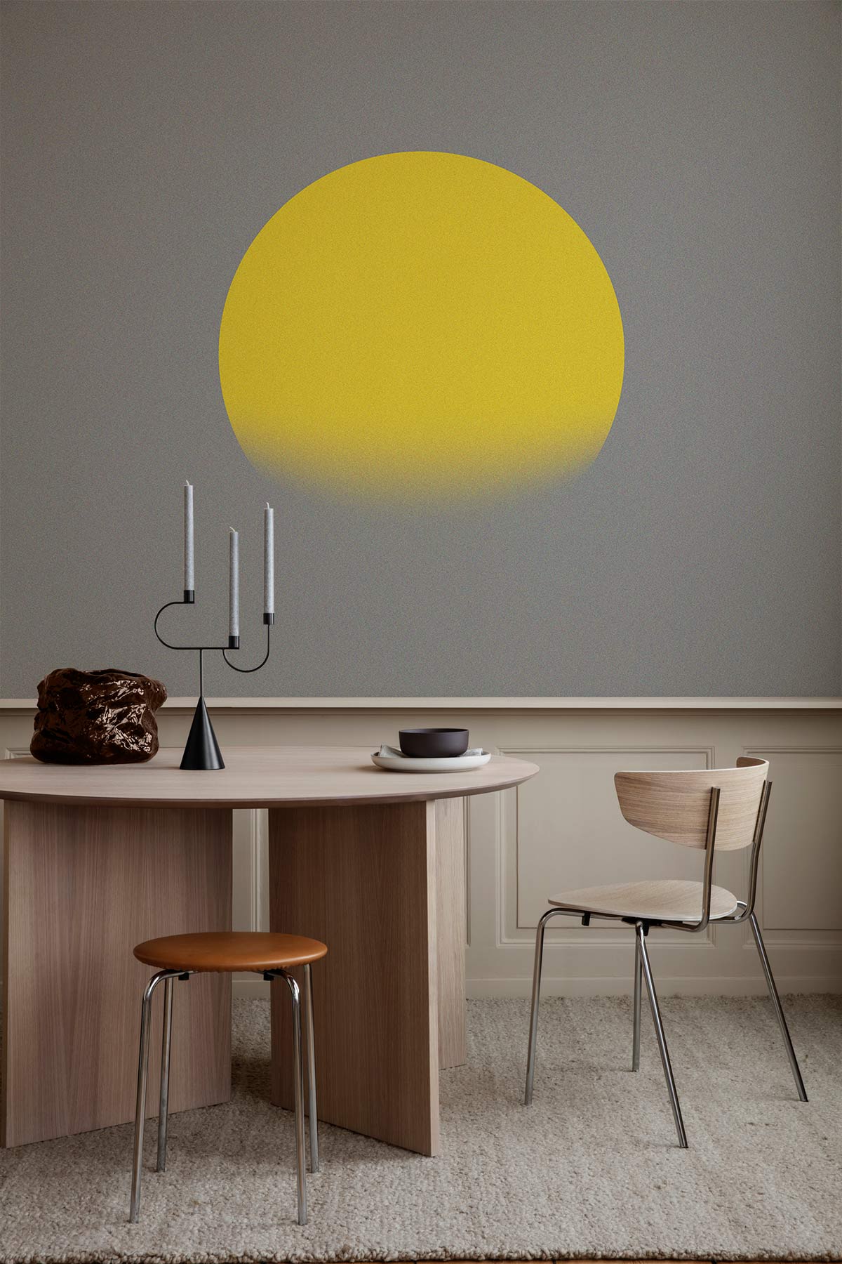 Yellow circle pattern Wallpaper mural for dining Room