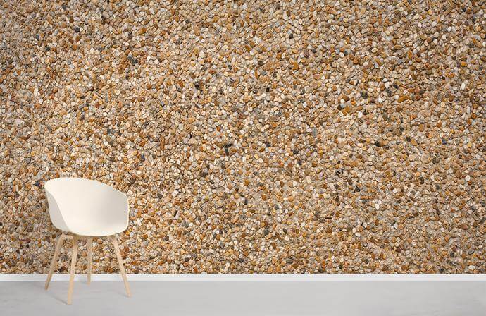 Wall mural with yellow gravel for use in interior design.