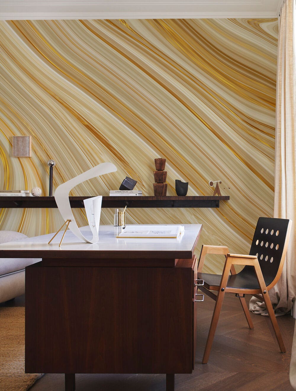 Yellow fairshaped marble Wallpaper Mural for office