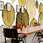 Yellow Watercolor Leaves Wallpaper Mural Home Interior Decor Office